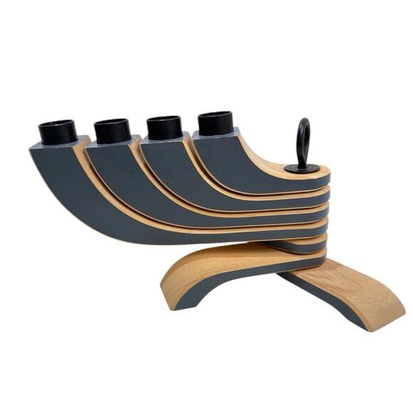 Mid Century Modern Gray & Tan Design Home Stockholm Candleholder Jonas Grundell - Picture 8 of 12